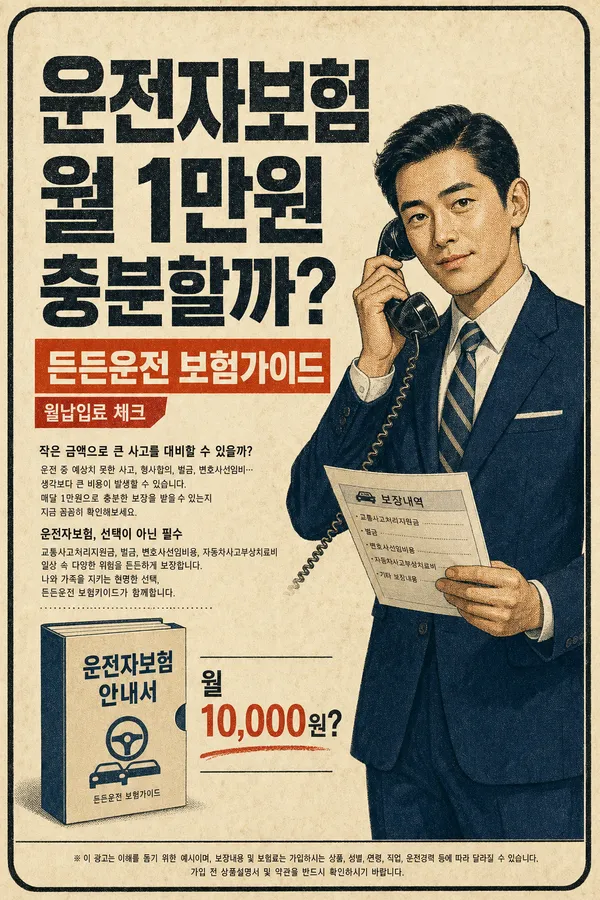 운전자보험 월 보험료 적정선을 설명하는 제목 이미지
