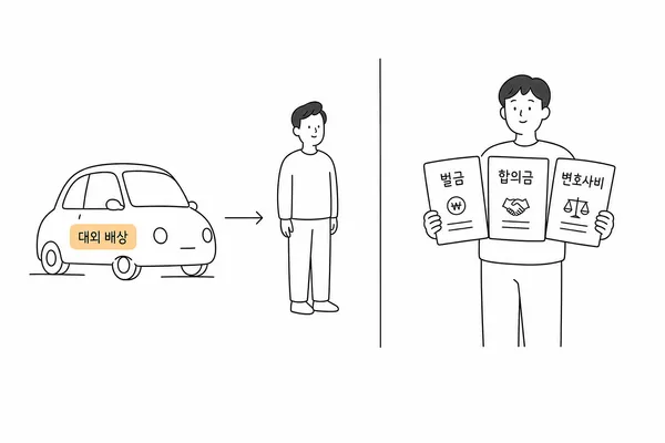자동차보험과 운전자보험의 차이를 보여주는 그림