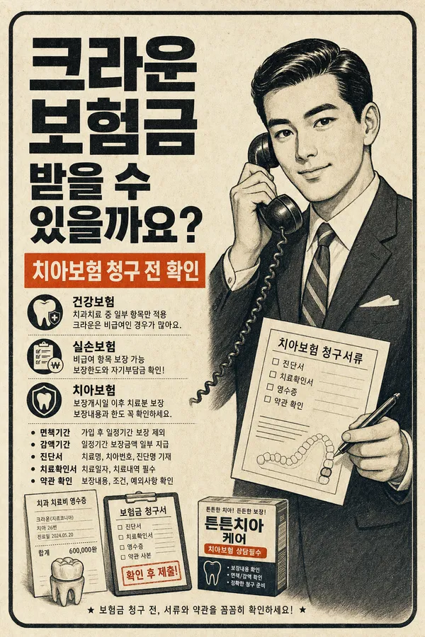 크라운 치료 보험금 받을 수 있을까? 청구 전 꼭 봐야 할 기준