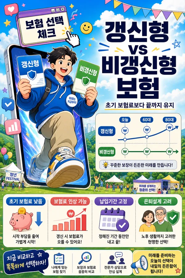 갱신형 보험과 비갱신형 보험 차이, 보험료만 보고 고르면 후회할 수 있어요
