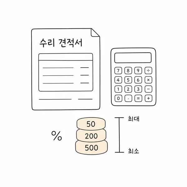 자차보험 자기부담금 비율과 최저 최고 부담금을 계산하는 예시 이미지
