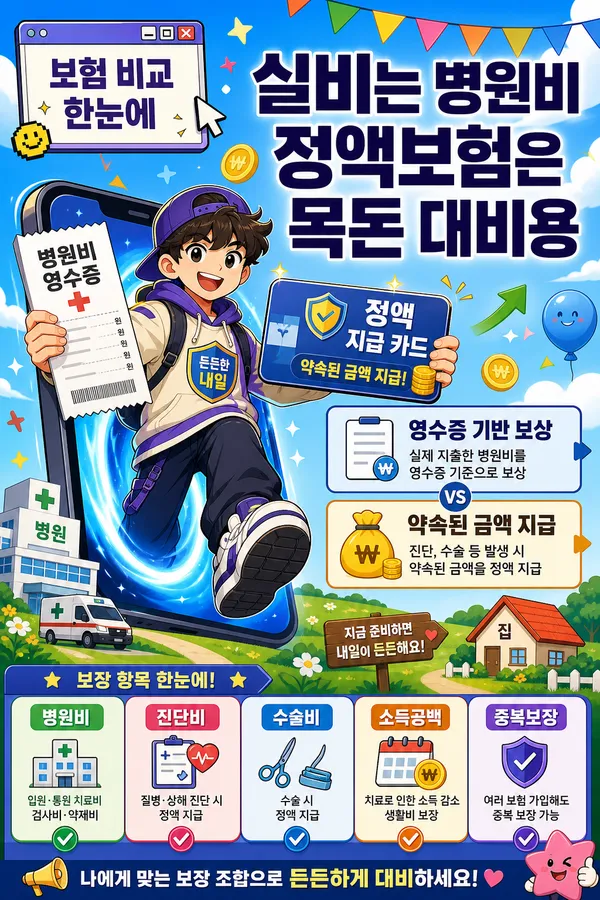 실비보험과 정액보험 차이, 병원비 보장과 목돈 보장을 구분하는 법
