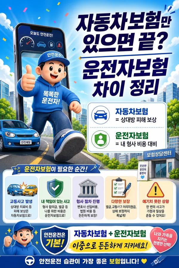 운전자보험과 자동차보험 차이, 헷갈리지 않게 정리해드립니다