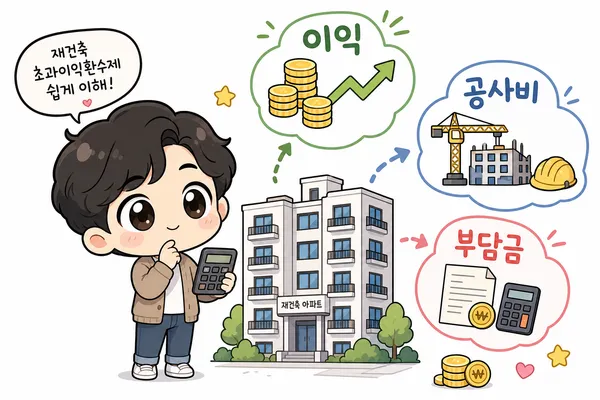 재건축 아파트와 재건축부담금 계산을 살펴보는 모습