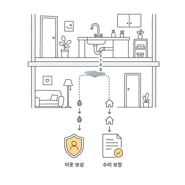 아랫집 누수 피해와 우리 집 누수 피해에 따라 보험이 달라지는 구조