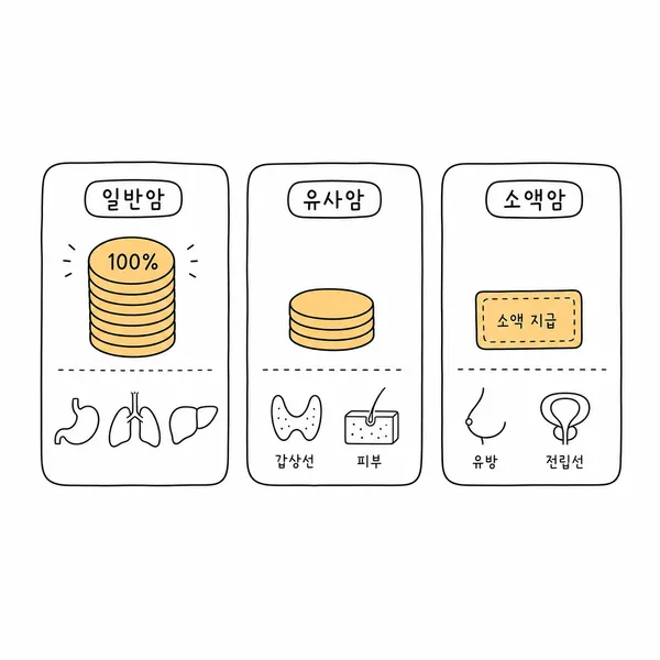 일반암 유사암 소액암의 보장금액 차이를 비교한 이미지
