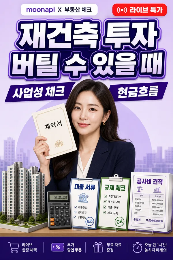 재건축 아파트 투자에서 사업성과 현금흐름을 함께 점검하는 제목 이미지