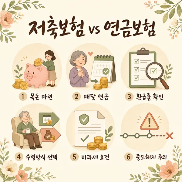 저축보험과 연금보험 차이, 목돈 마련인지 노후 생활비인지부터 보세요