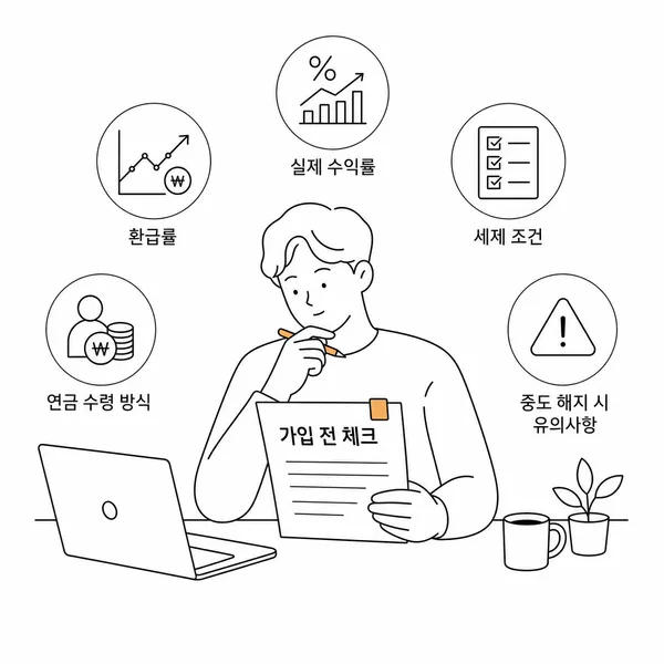 저축보험과 연금보험 가입 전 환급률과 세금 조건을 확인하는 체크포인트 이미지