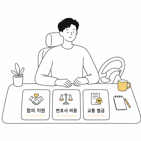 교통사고처리지원금 변호사선임비용 운전자 벌금 특약 비교 이미지