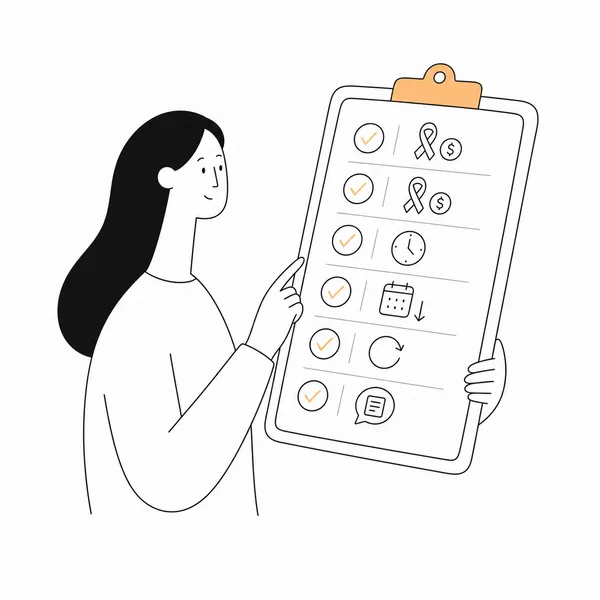 암보험 가입 전 일반암 진단비와 유사암 보장, 면책기간, 감액기간, 갱신 여부, 고지의무를 확인하는 체크리스트 그림