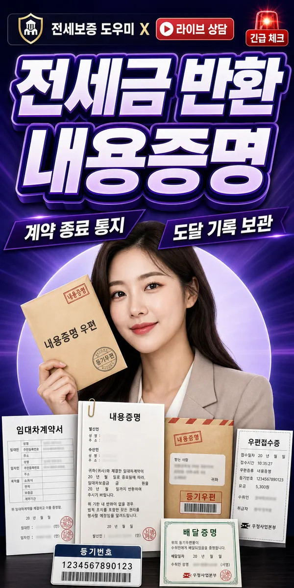 전세금 반환을 위해 내용증명과 도달 기록을 준비하는 모습