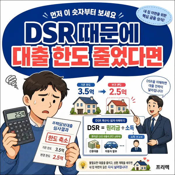 DSR 뜻과 대출 한도 관계를 설명하는 주택담보대출 이미지