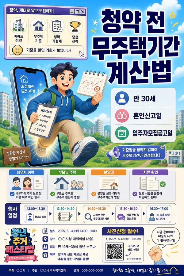 청약 전 무주택기간 계산법을 설명하는 포스터 이미지