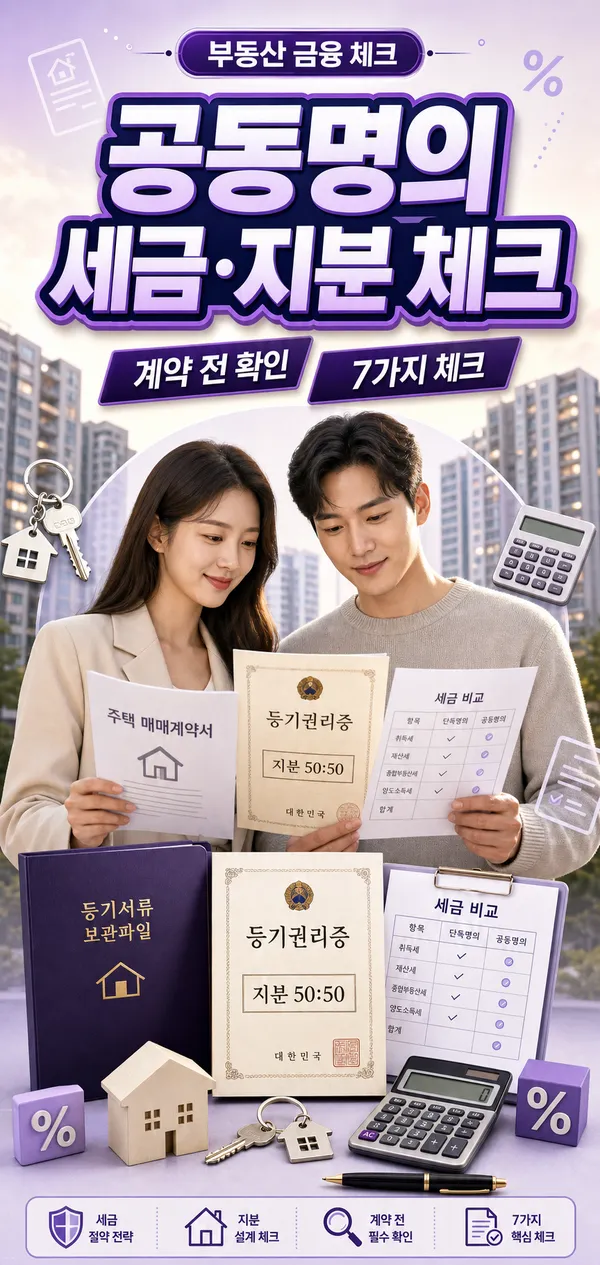 공동명의 주택의 세금과 지분을 계약서로 점검하는 부부
