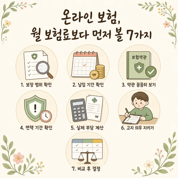 온라인 보험 가입 전 상품설명서 읽는 법: 월 보험료보다 중요한 7가지