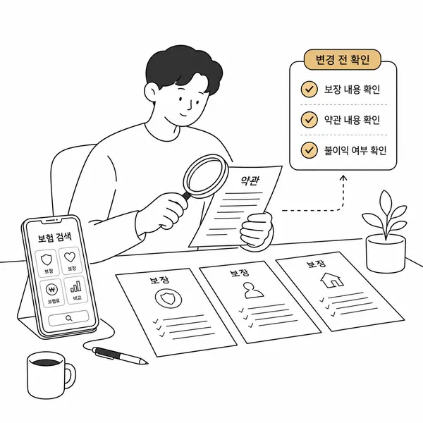 보험 증권과 약관을 확인하는 모습