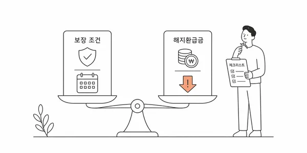 보장 조건과 해지환급금을 비교하는 보험 계약자