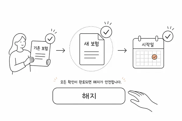 새 보험의 정상 인수와 보장 개시를 확인하는 순서